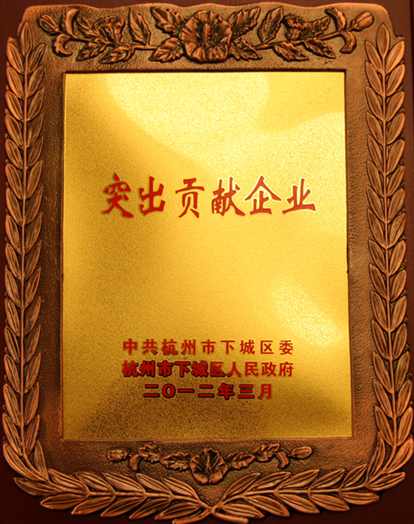 2012年：公司被下城區政府評為突出貢獻企業